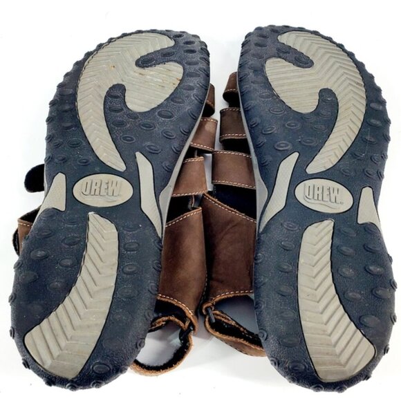 Drew Mason Men's 13W Brown Leather Fisherman Hook & Loop Straps Sandals - Picture 8 of 9